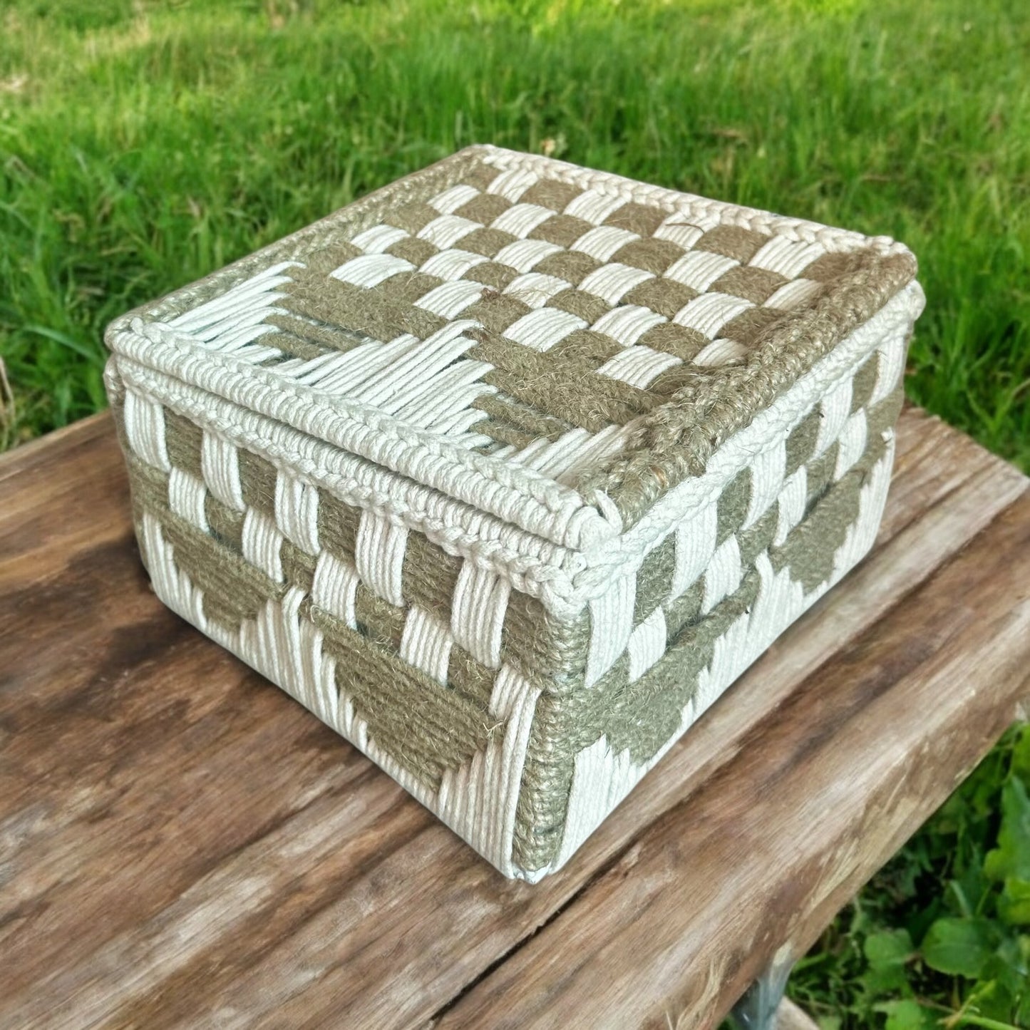 Handloom Harmony Eco Chic White Natural Colour Organizer Box - single