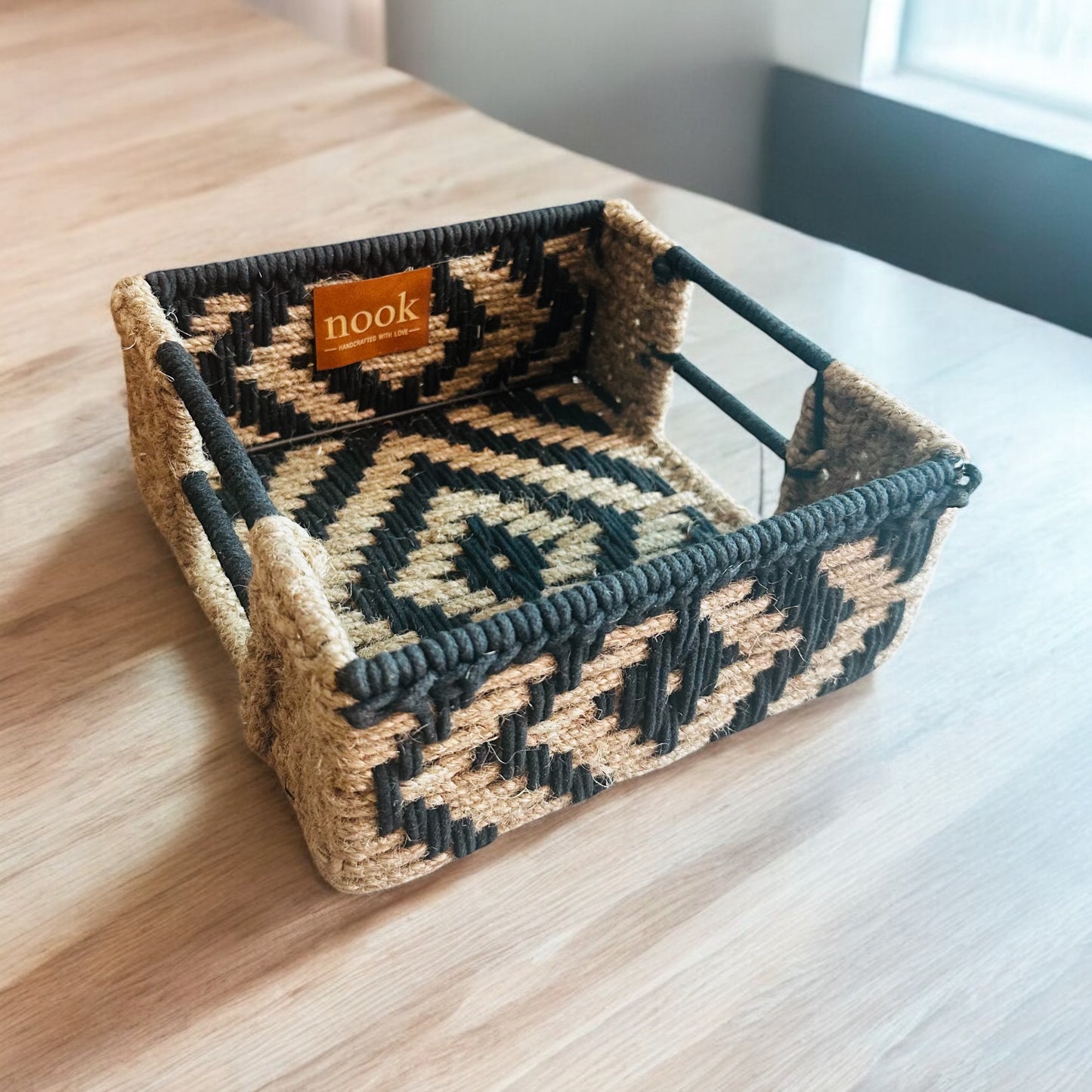 Handloom Harmony Eco Chic Black Natural Colour Square Tray - single