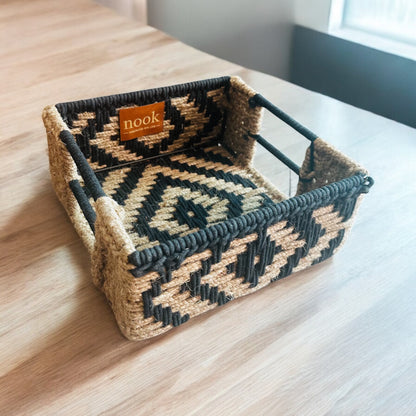 Handloom Harmony Eco Chic Black Natural Colour Square Tray - single
