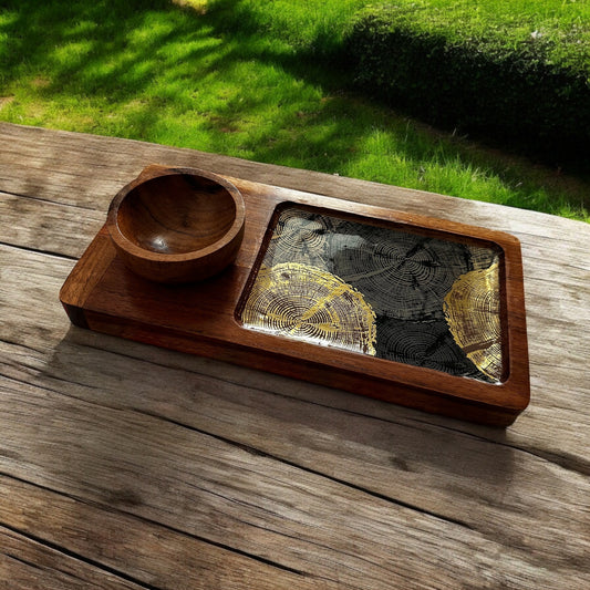 Meraki golden elegance chip bowl platter - single