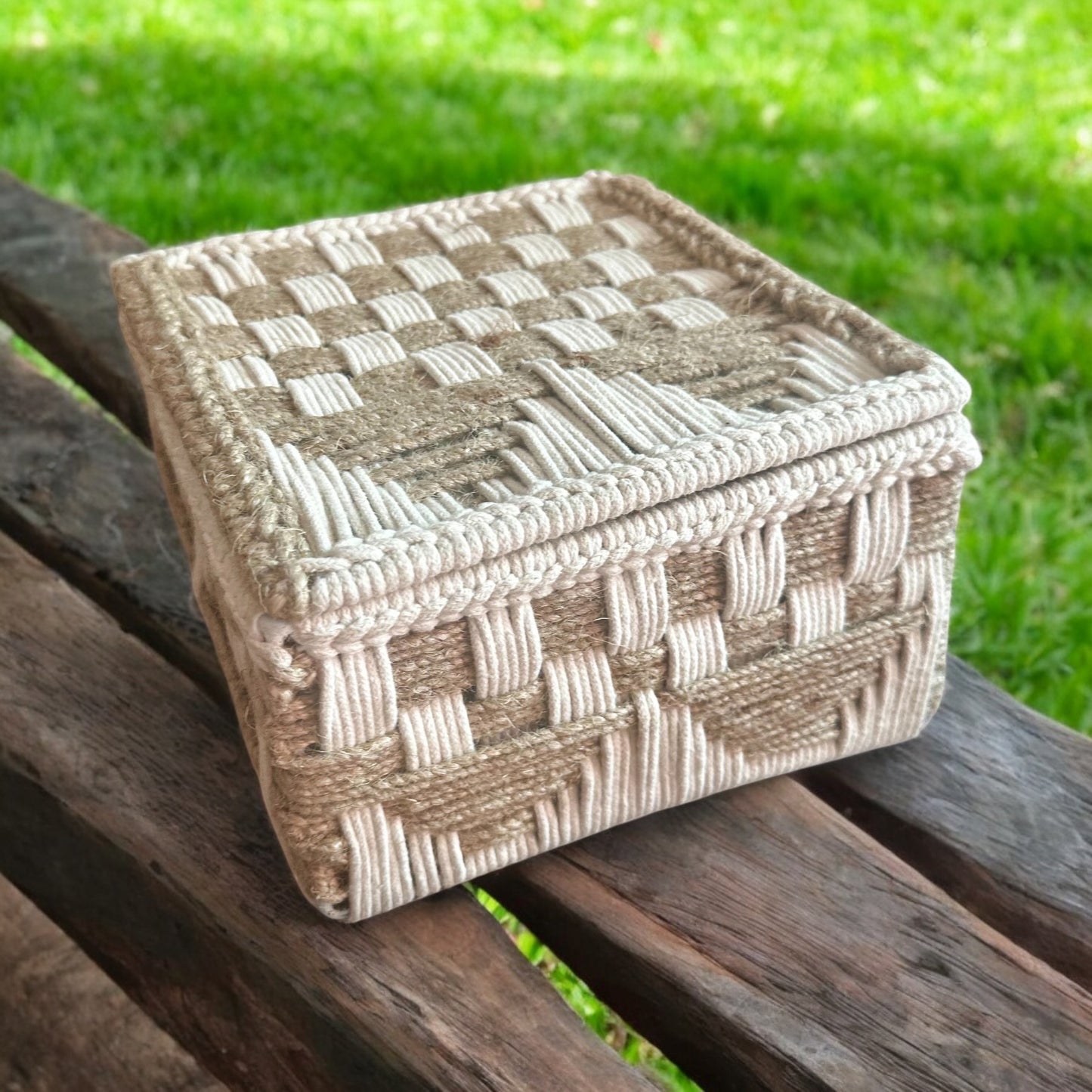 Handloom Harmony Eco Chic White Natural Colour Organizer Box - single