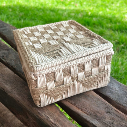 Handloom Harmony Eco Chic White Natural Colour Organizer Box - single