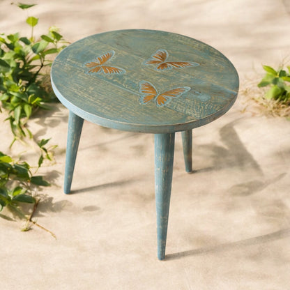 The Golden Flutter Vintage Wooden Accent Table with Detachable Legs