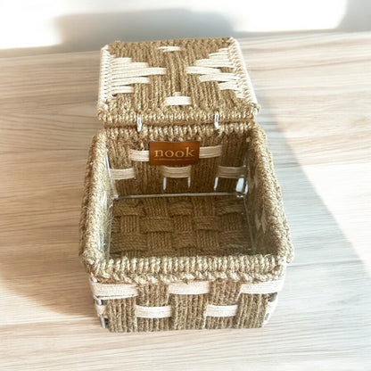 Handloom Harmony Eco Chic White Natural Colour Organizer Box - single