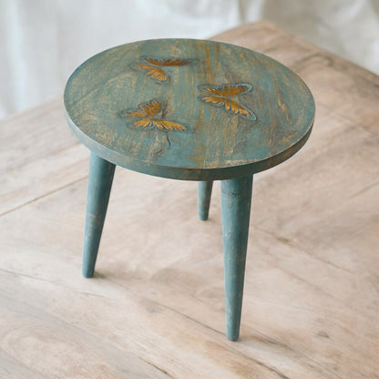 The Golden Flutter Vintage Wooden Accent Table with Detachable Legs