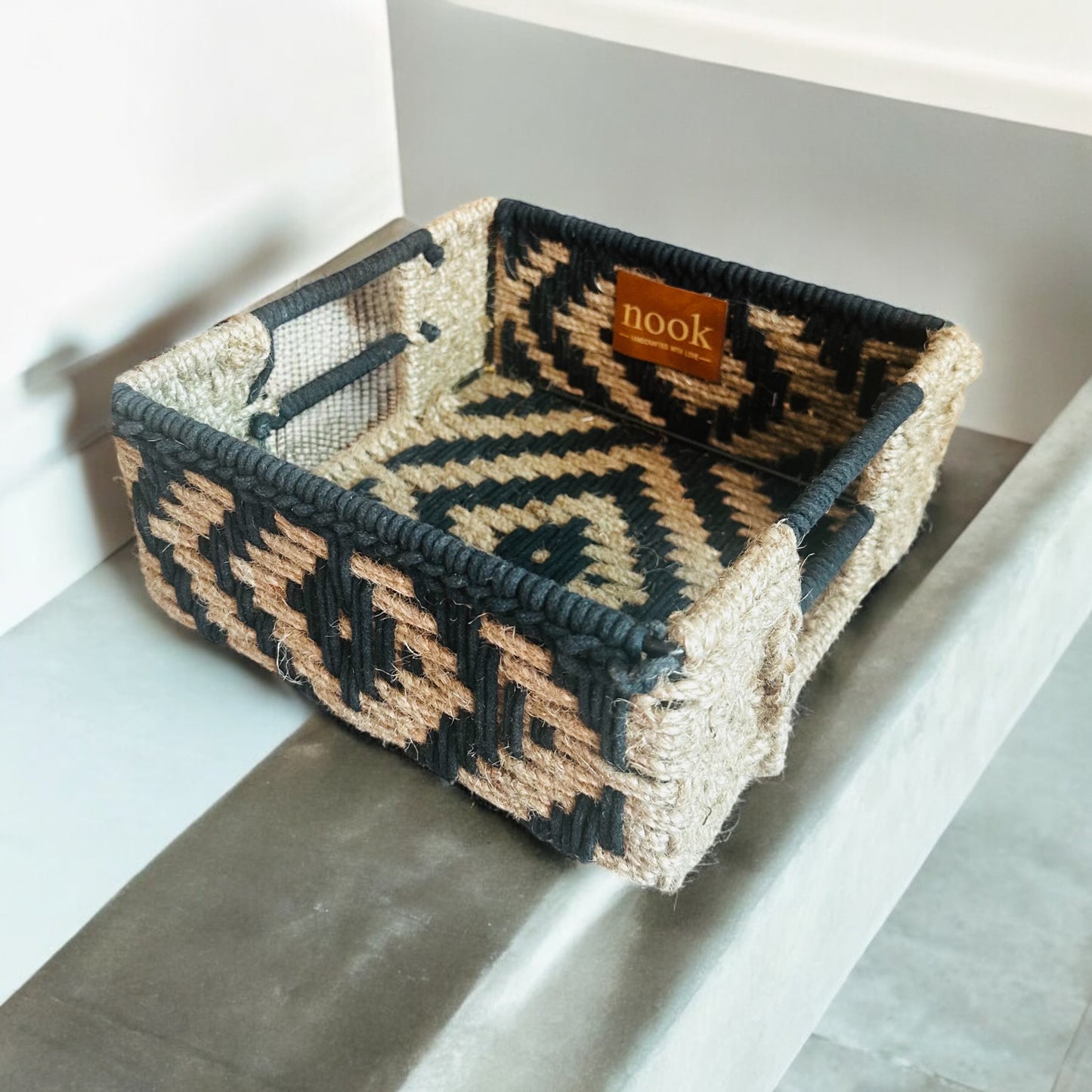 Handloom Harmony Eco Chic Black Natural Colour Square Tray - single
