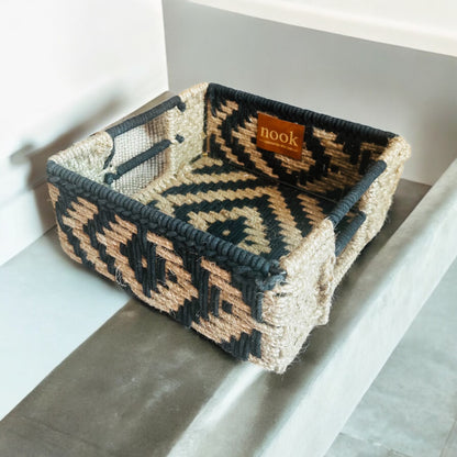 Handloom Harmony Eco Chic Black Natural Colour Square Tray - single
