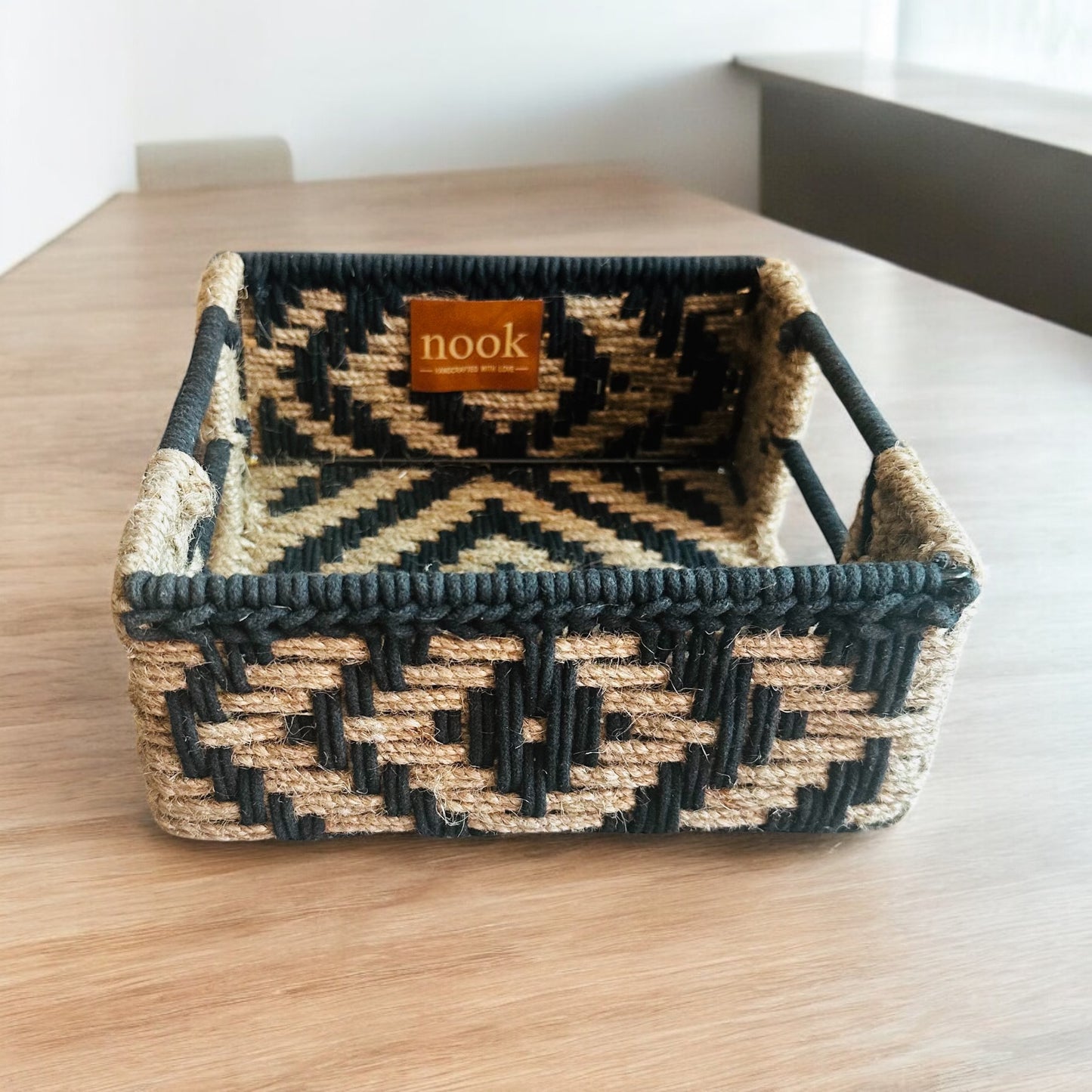 Handloom Harmony Eco Chic Black Natural Colour Square Tray - single
