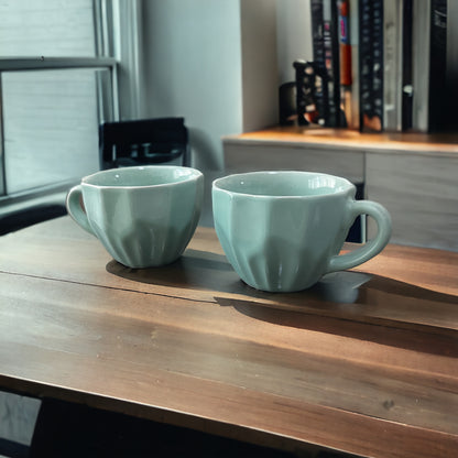 Mint Charm Stoneware Tea Cups - set of 2