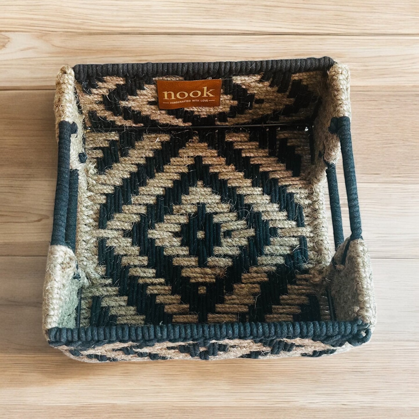 Handloom Harmony Eco Chic Black Natural Colour Square Tray - single