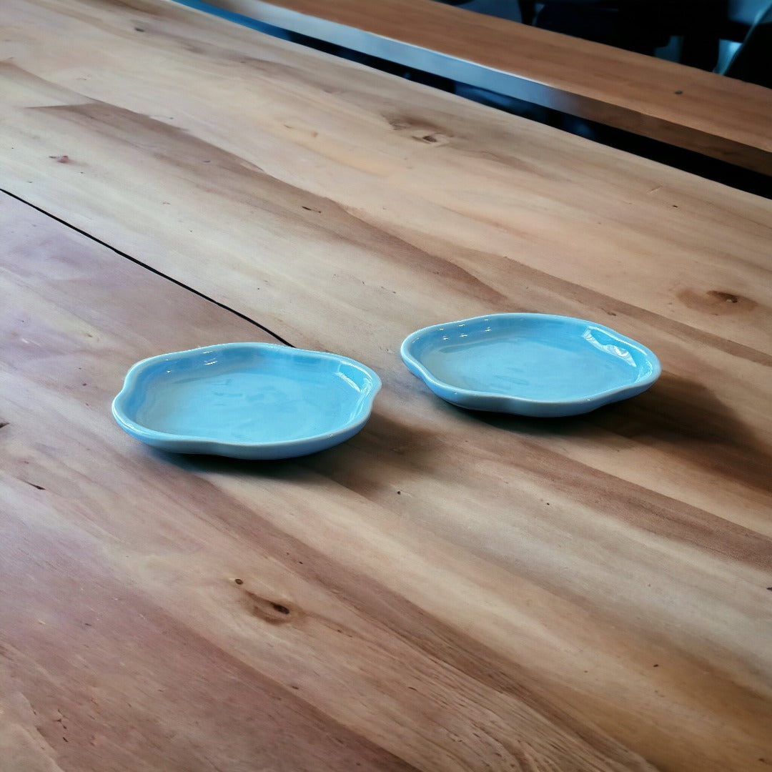Ocean blue small dessert plates - set of two
