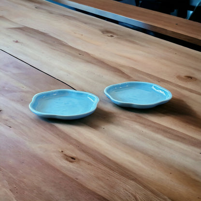Ocean blue small dessert plates - set of two