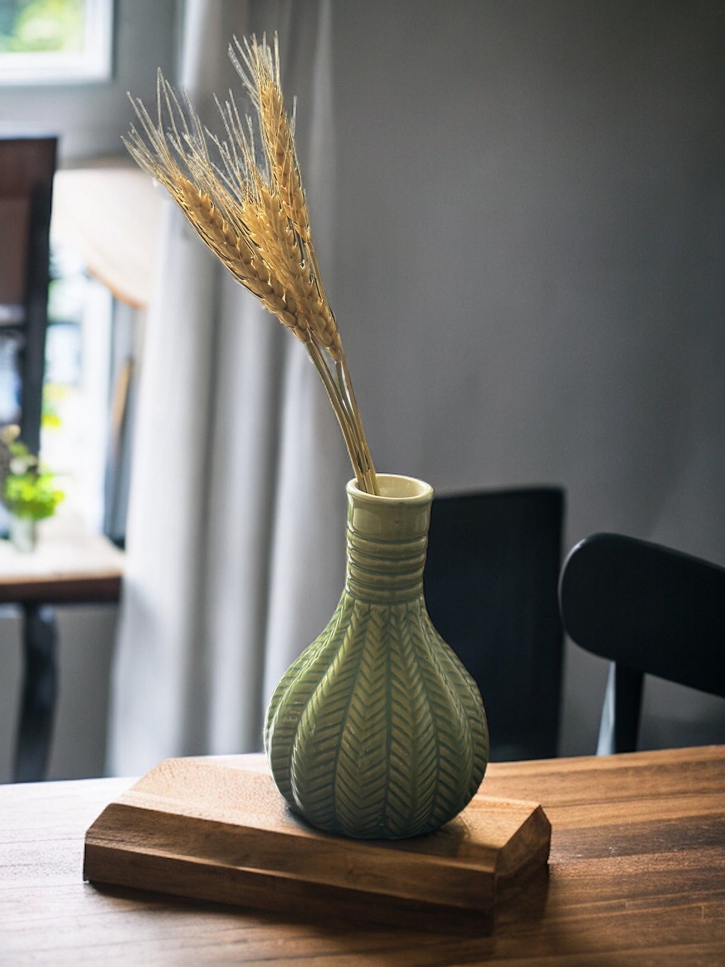 Verdant Leaf Ceramic Vase - single